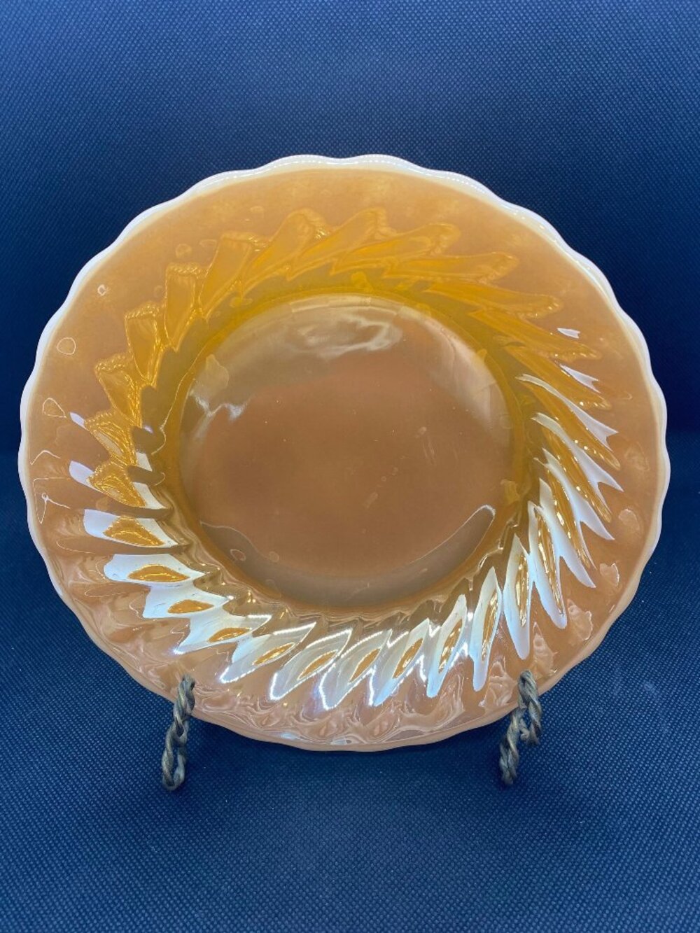 Anchor Hocking Peach Lustre Swirl Shell Cereal Bowl Carnival Glass